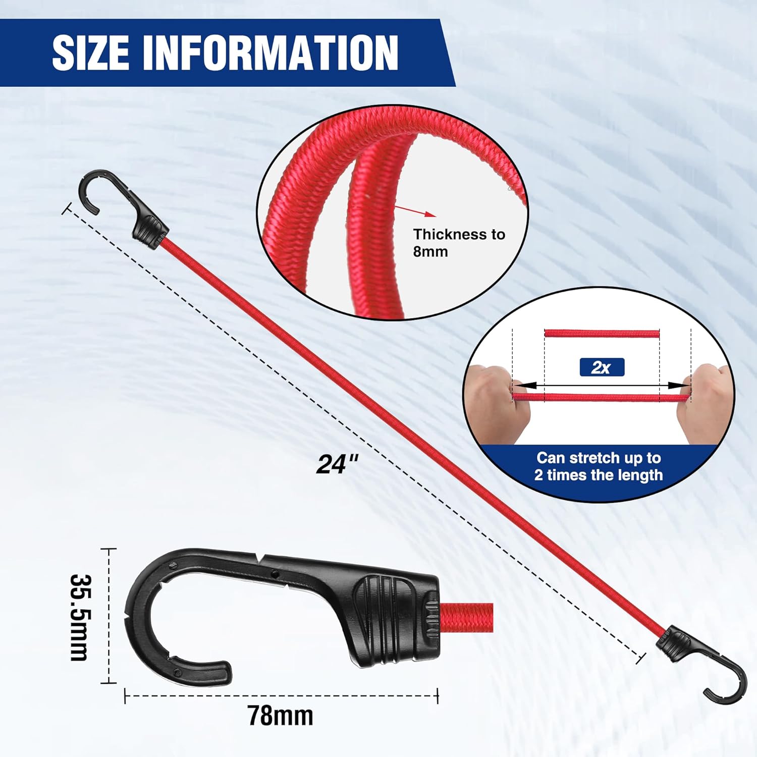 24 Inch Bungee Cords with Hook - Bike Cargo Rack 评论和价格
